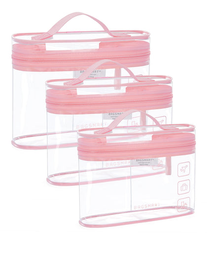 BAGSMART TSA Approved Toiletry Bag front view in pink