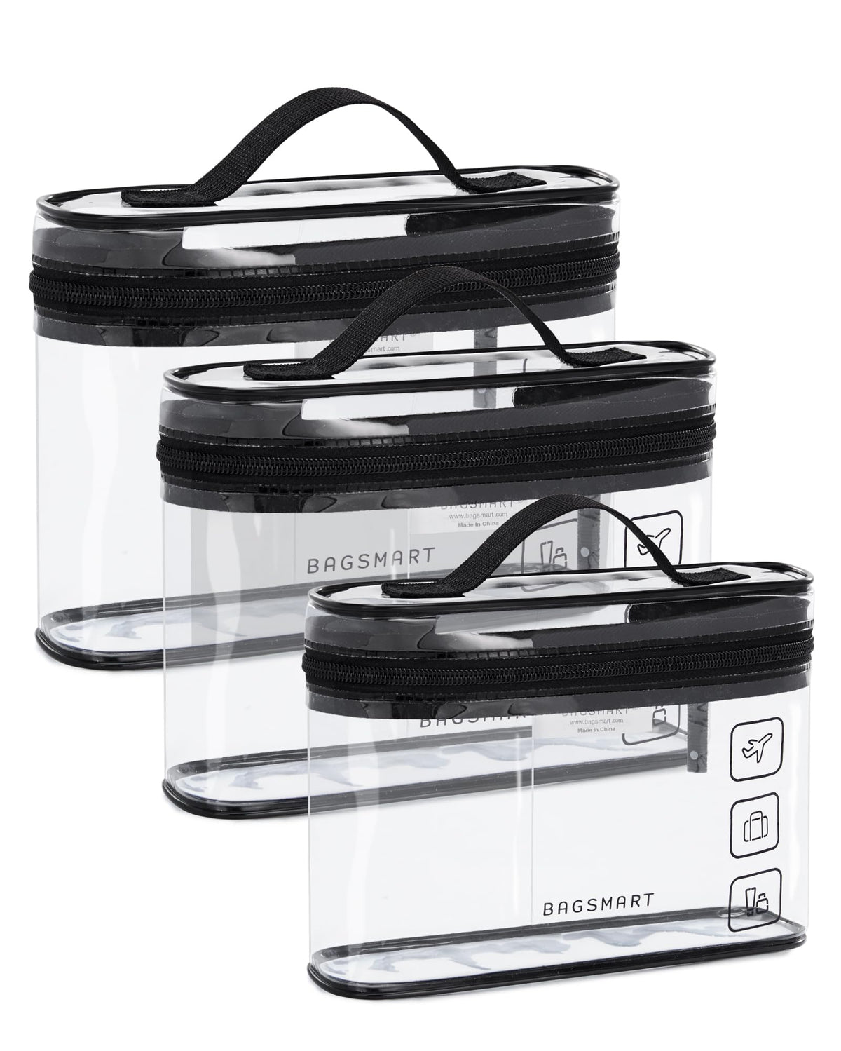 BAGSMART TSA Approved Toiletry Bag front view with clear design