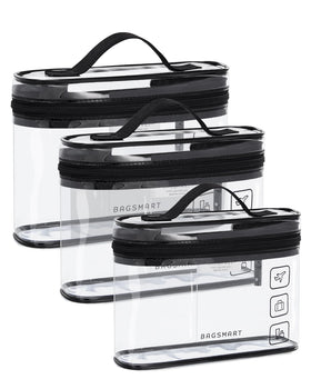 BAGSMART TSA Approved Toiletry Bag front view with clear design