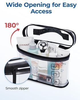 BAGSMART TSA Approved Toiletry Bag open at 180 degrees showing contents