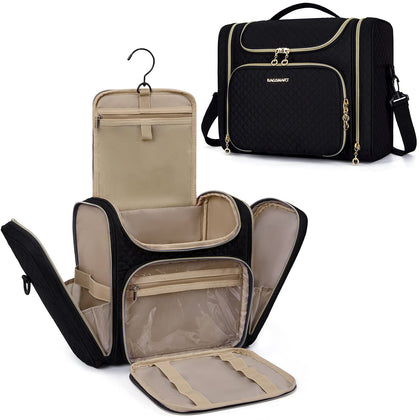 BAGSMART Women's Travel Toiletry Bag front view in black