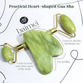 BAIMEI Gua Sha tool demonstrating jawline sculpting
