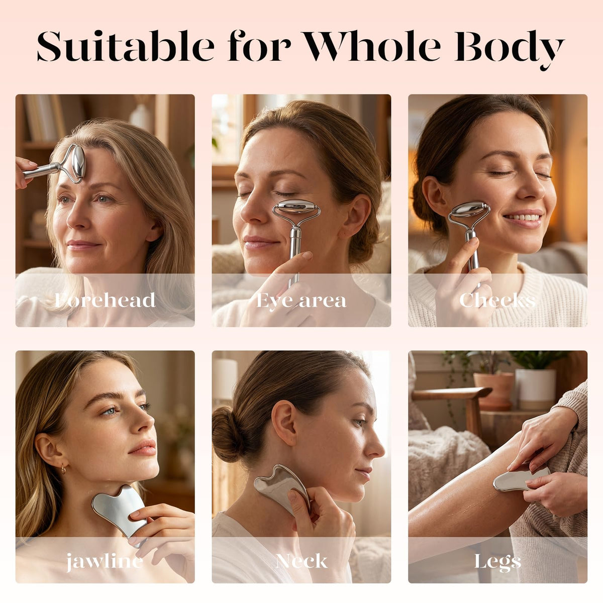 BAIMEI IcyMe Gua Sha Tool and Face Roller set with skincare products