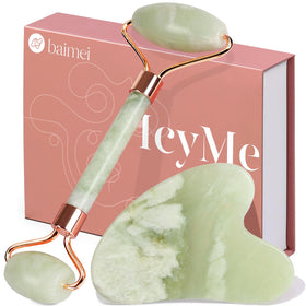 BAIMEI Jade Roller front view with smooth jade surface