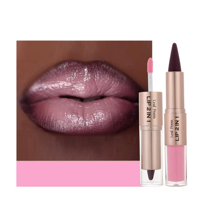 BAISEN DIARY 2-in-1 Lip Liner & Gloss Duo in Smoky Mauve Plum front view