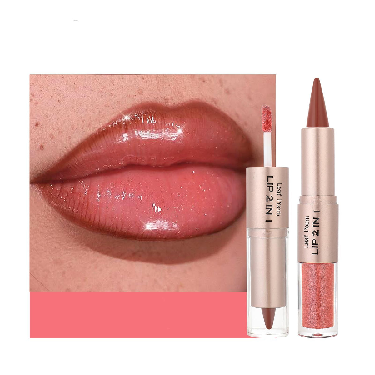 BAISEN DIARY 2-in-1 Lip Liner & Gloss Duo Peach Nude front view