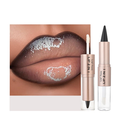 BAISEN DIARY Double-Ended Matte Lip Liner and Gloss Duo in Cool Nude Brown