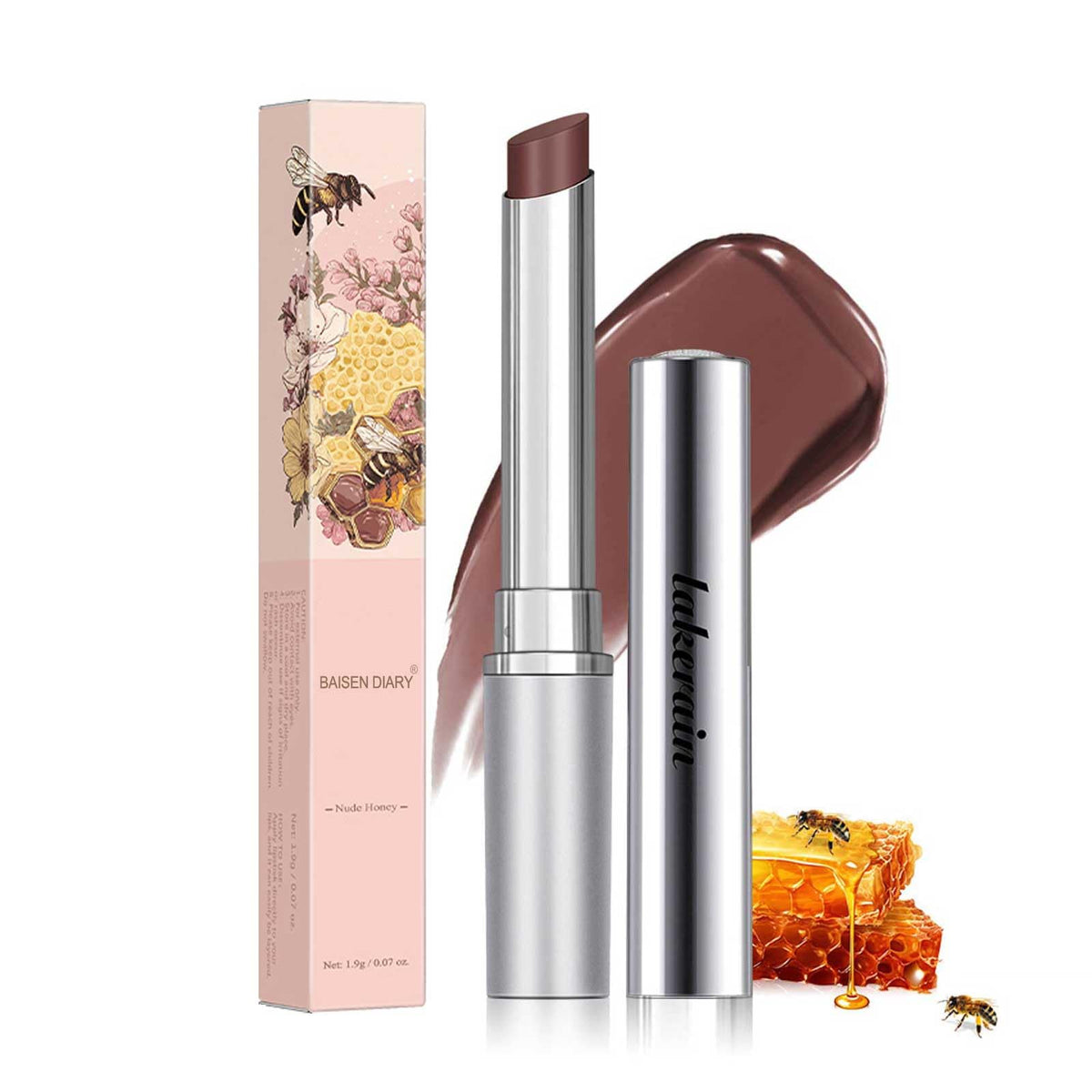 BAISEN DIARY Honey Lipstick Tinted Lip Balm with close-up of texture