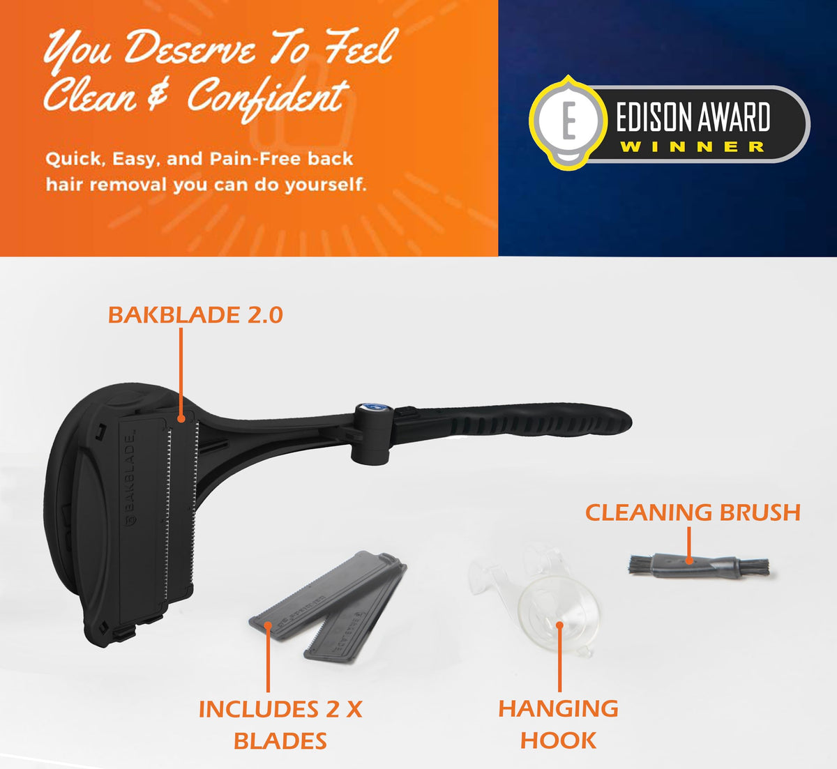 BAKBLADE 2.0 PLUS back shaver packaging front view