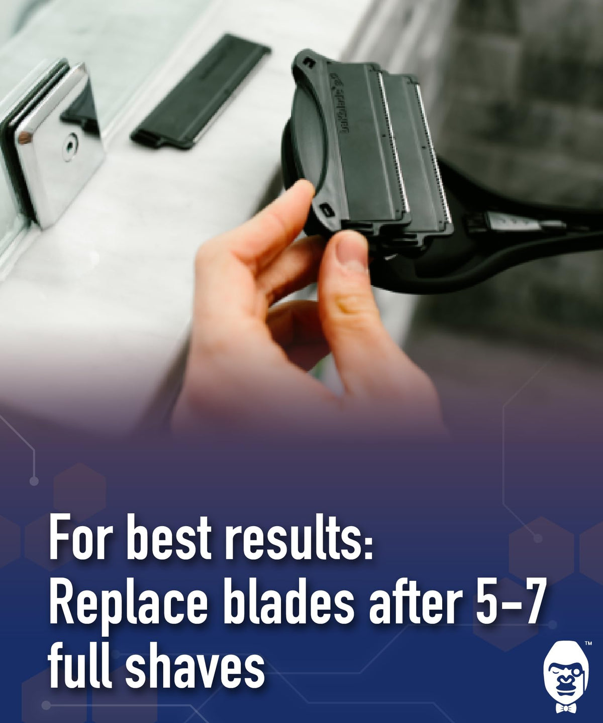 BAKBLADE cartridges in use on shaver
