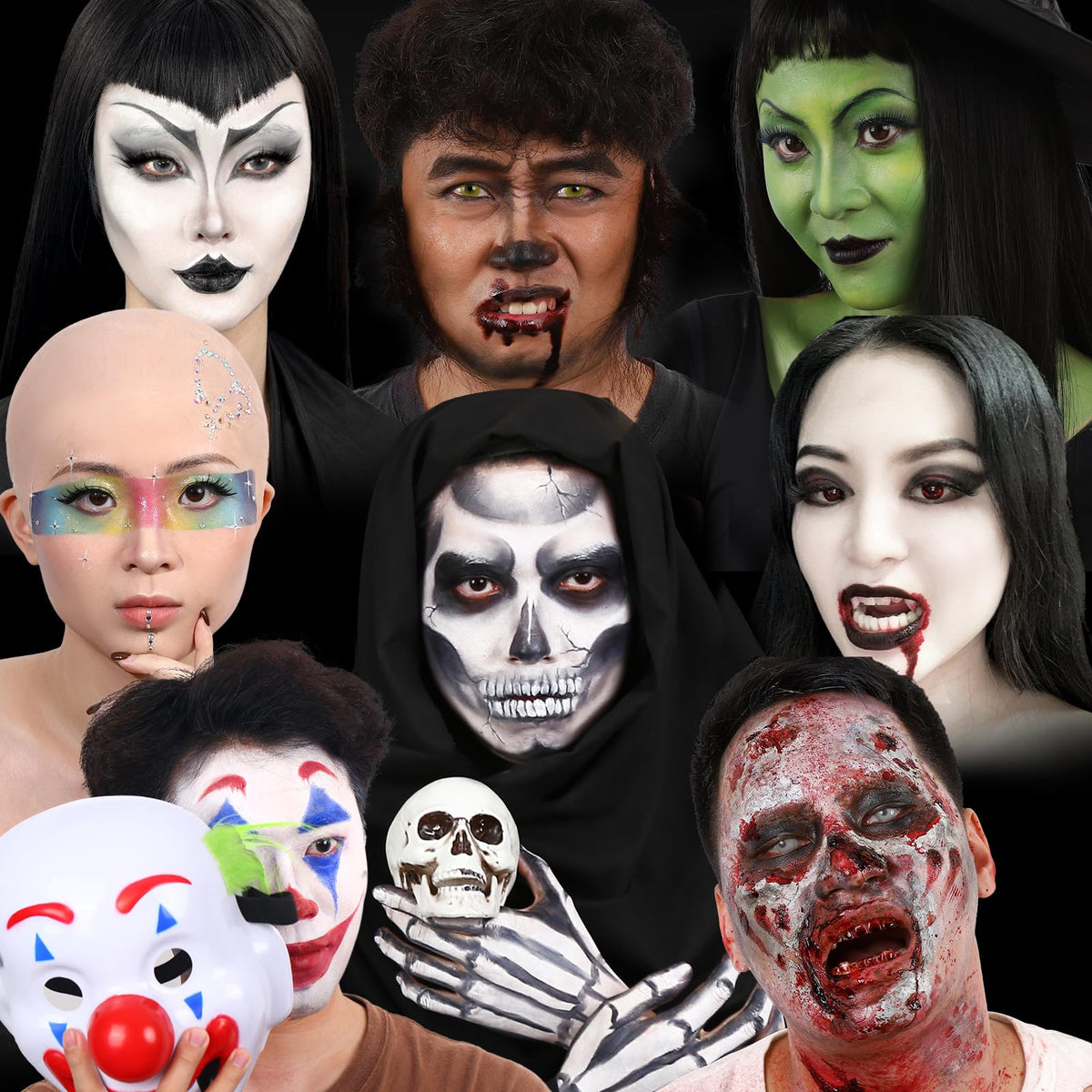 Bald cap character look example for Halloween