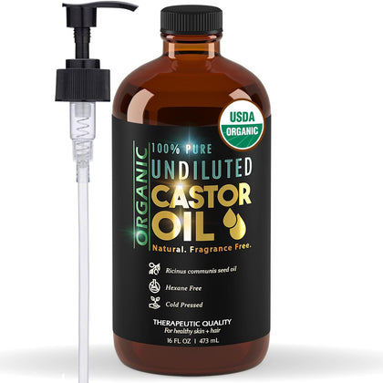 BALM OF GILEAD Organic Castor Oil 16 oz amber glass bottle front view