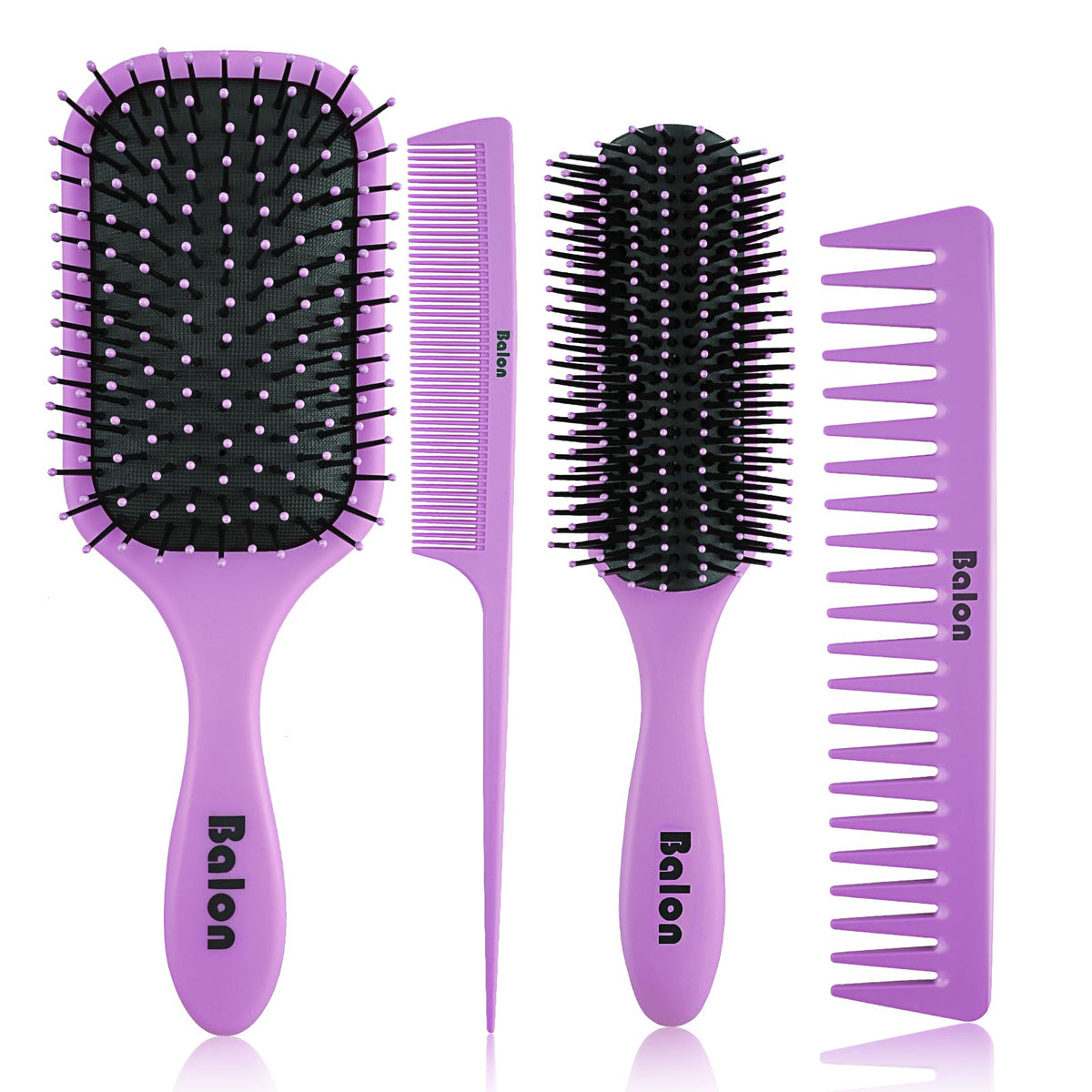 BALON 4Pcs Detangling Hair Brush Set in purple, front view