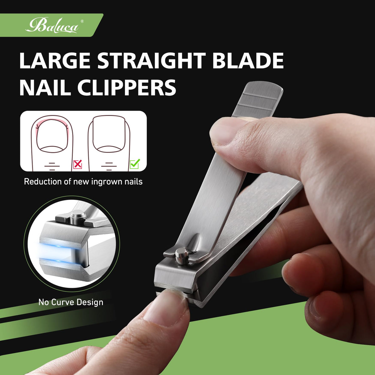 Baluca nail clippers showing ergonomic handle design