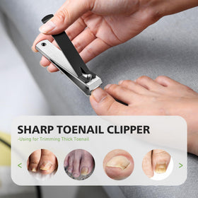 Baluca toenail clippers being used on thick toenails