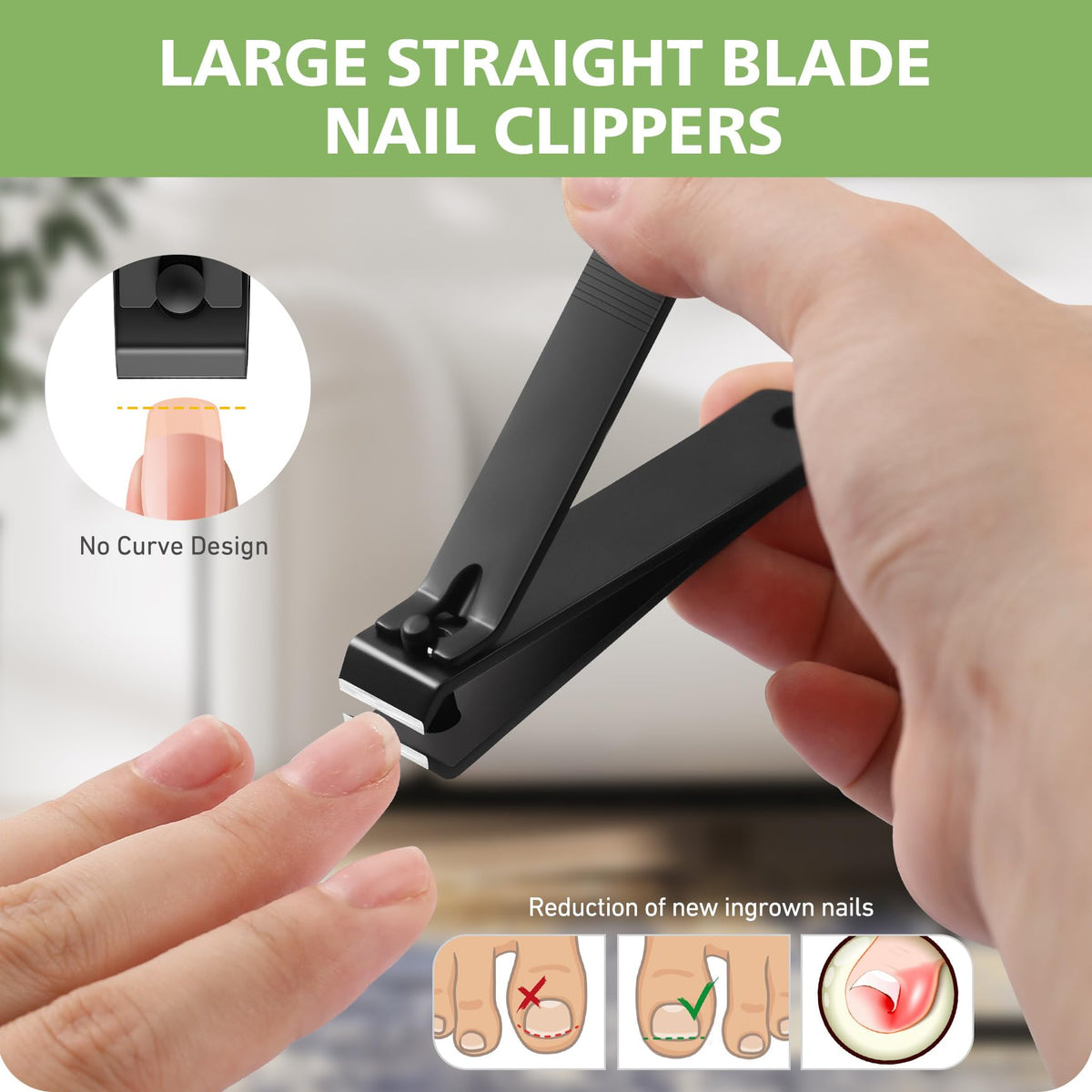 Baluca toenail clippers with wide open jaw and sharp blades
