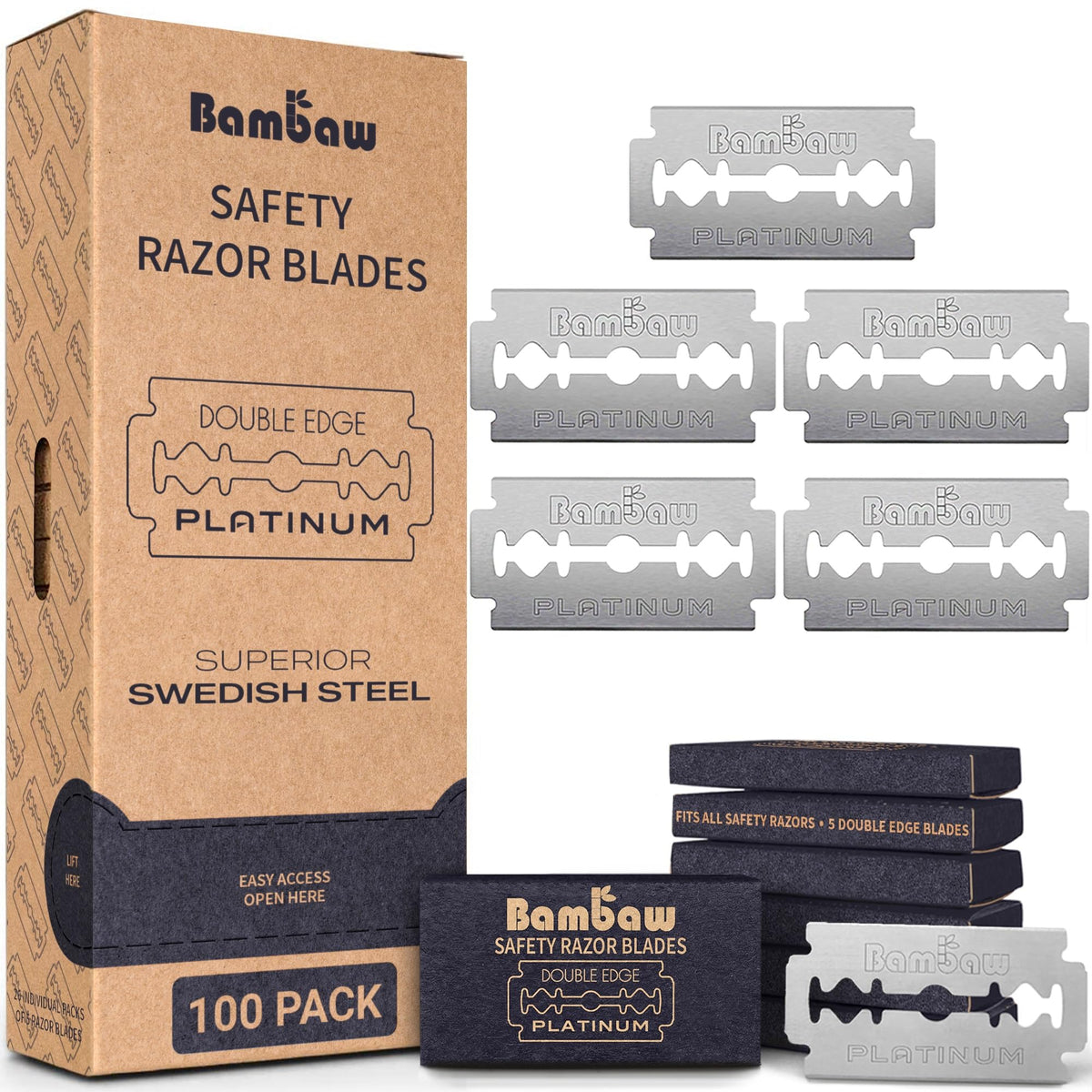 Bambaw Double Edge Safety Razor Blades 100 Pack front view