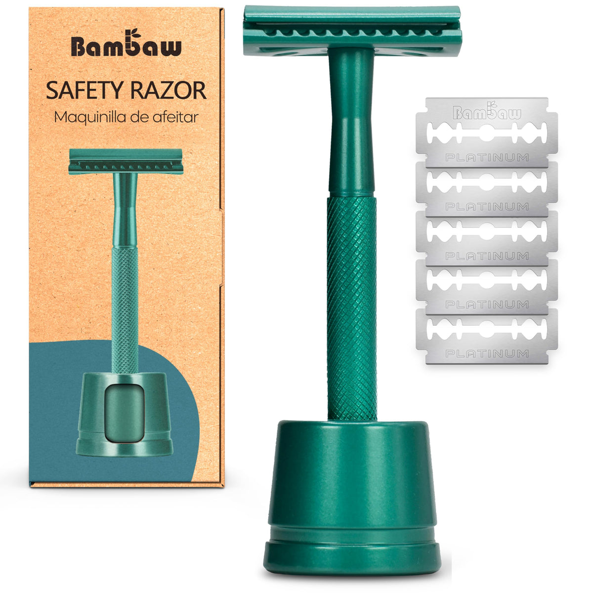 Bambaw Double Edge Safety Razor in Sea Green front view