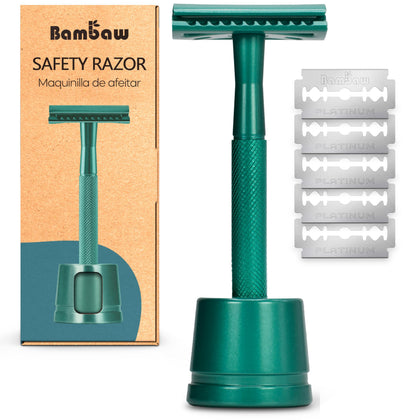 Bambaw Double Edge Safety Razor in Sea Green front view