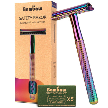Bambaw Double Edge Safety Razor Rainbow front view