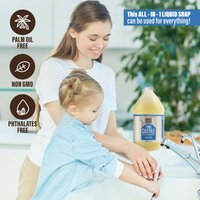 BAMBOO AND BIRCH Pure Castile Soap Liquid in a bathroom setting