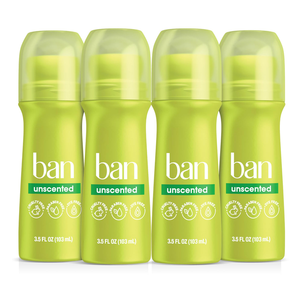 Ban Invisible Roll-On Antiperspirant Deodorant unscented 3.5 oz front view