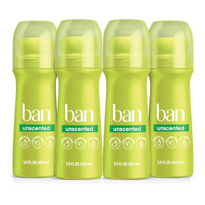 Ban Invisible Roll-On Antiperspirant Deodorant unscented 3.5 oz front view