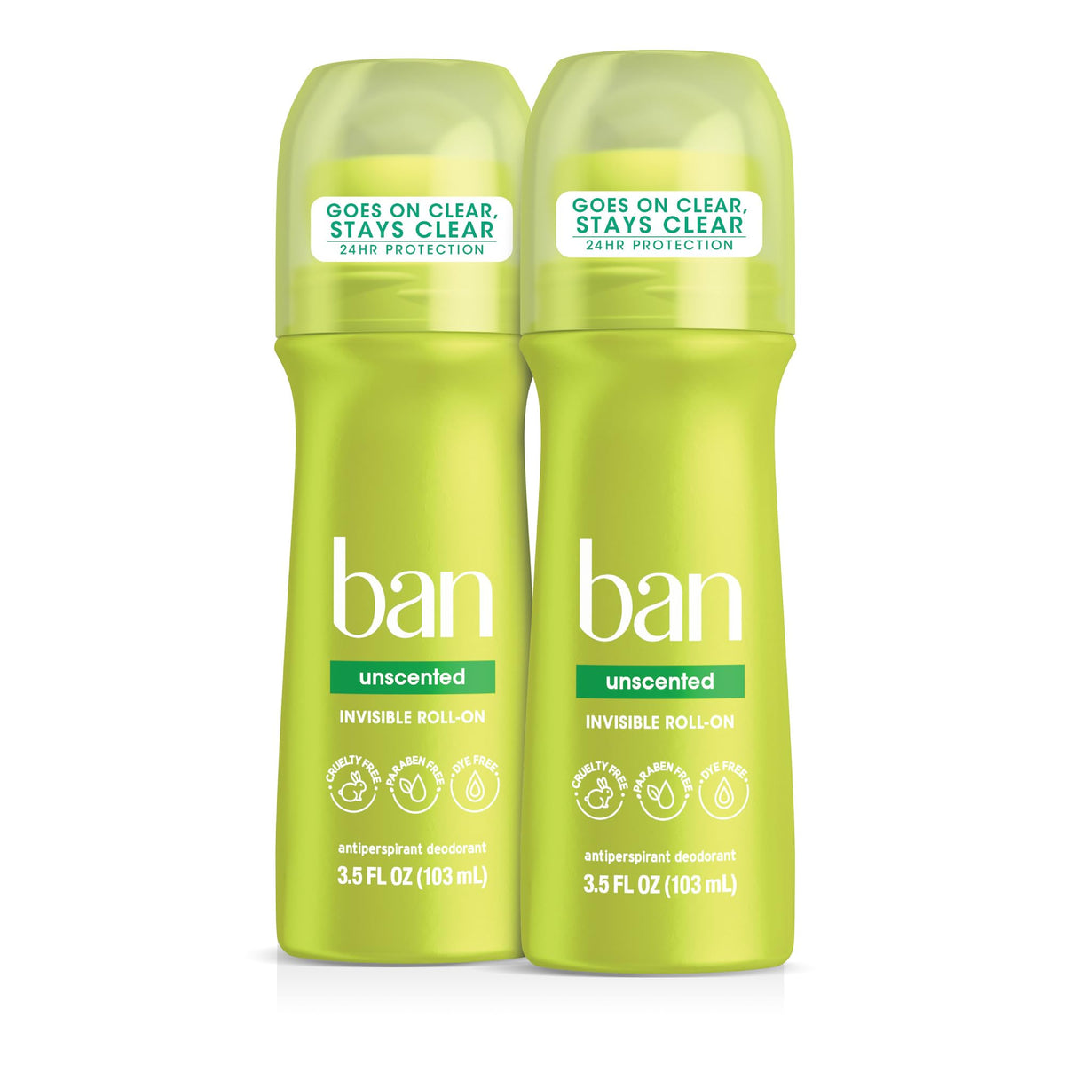 Ban Invisible Roll-On Antiperspirant Deodorant Unscented front view