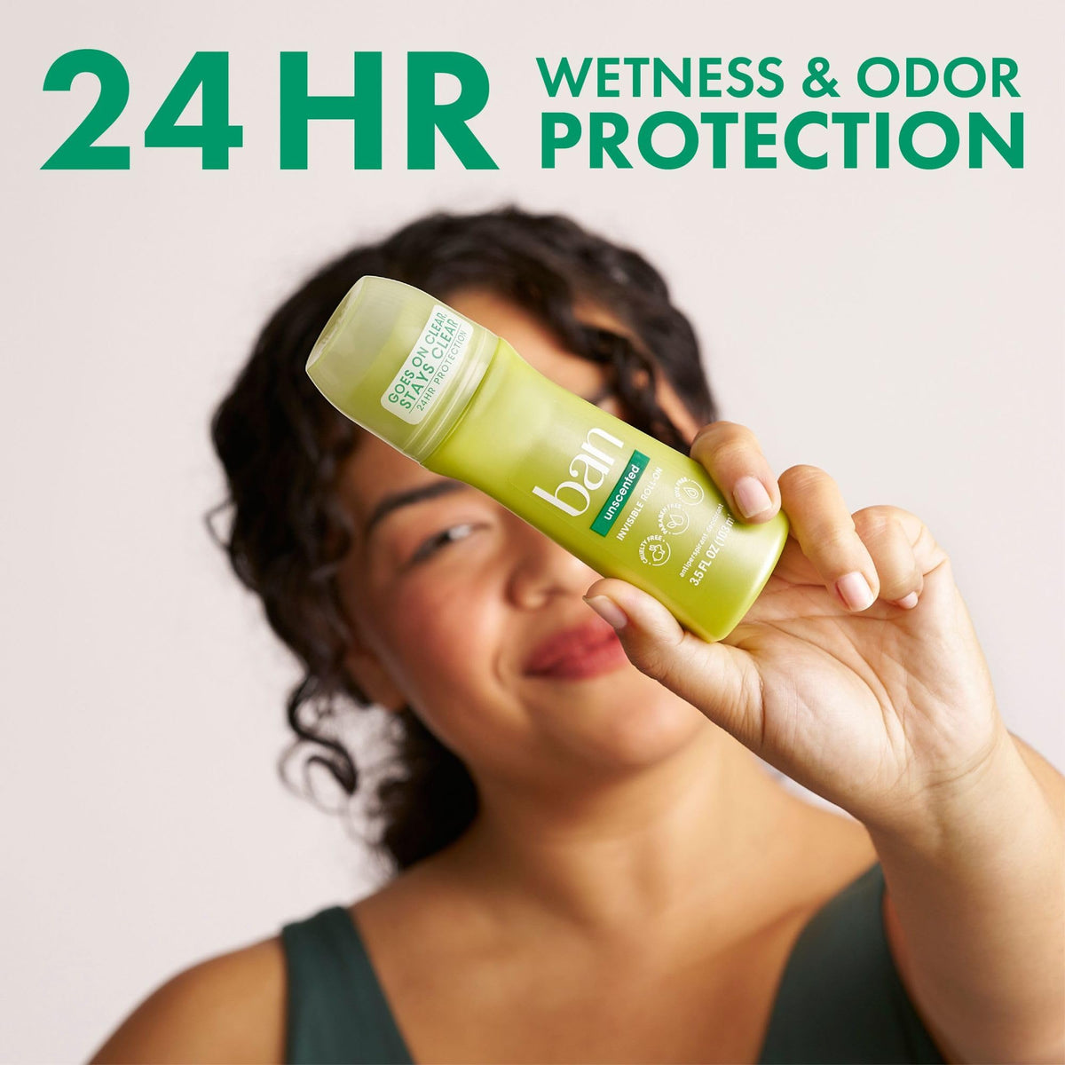 Ban Invisible Roll-On Antiperspirant Deodorant Unscented side view