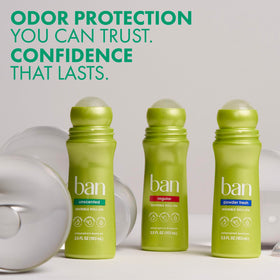 Ban Invisible Roll-On Antiperspirant Deodorant Unscented two-pack display