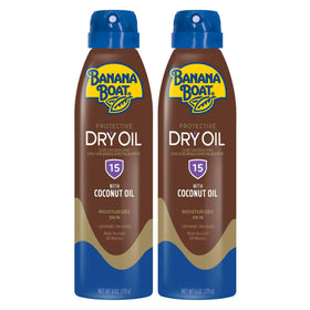 Banana Boat Dry Oil Tanning Spray SPF 15 twin pack front view