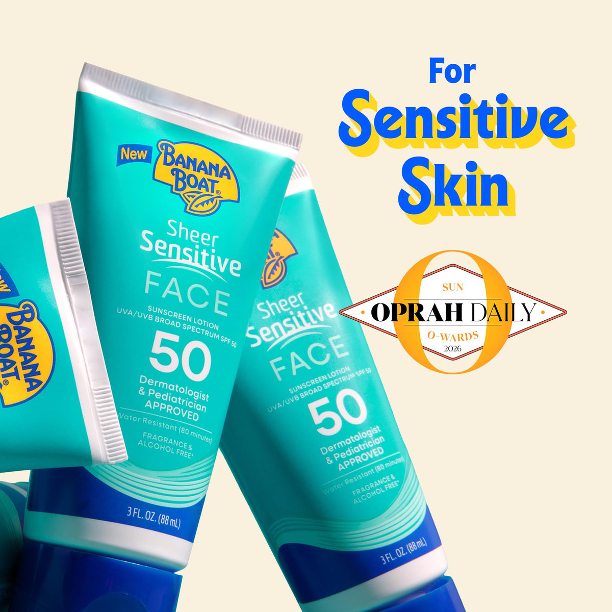 Banana Boat Sheer Sensitive Face Sunscreen Lotion SPF 50 back view