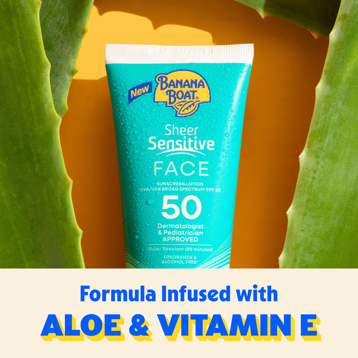 Banana Boat Sheer Sensitive Face Sunscreen Lotion SPF 50 side view
