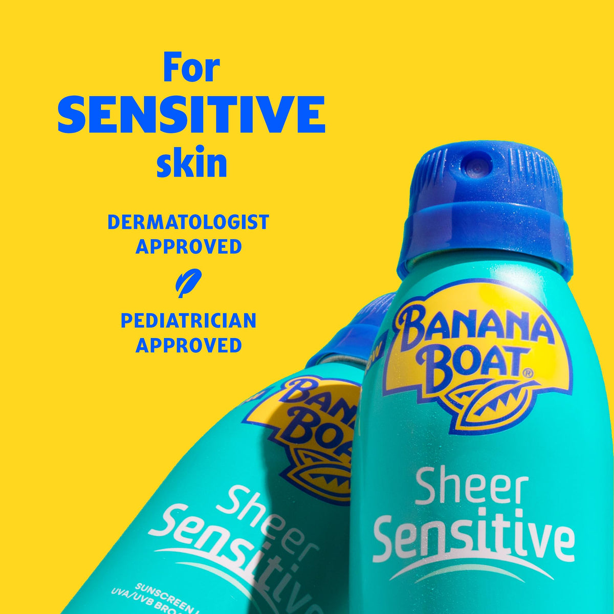 Banana Boat Sheer Sensitive Sunscreen Spray SPF 50 application on skin