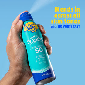 Banana Boat Sheer Sensitive Sunscreen Spray SPF 50 packaging