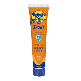 Banana Boat SPF 30 sunscreen tube with aloe vera and vitamin E