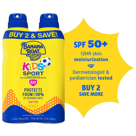 Banana Boat Sport Kids Sunscreen Spray SPF 50 back view with ingredients