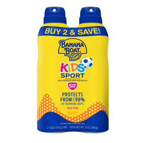 Banana Boat Sport Kids Sunscreen Spray SPF 50 front view, 6 oz bottle
