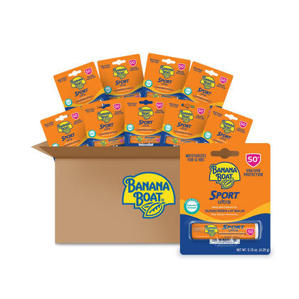Banana Boat Sport Lip Sunscreen SPF 50 front view with packaging