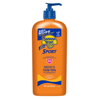 Banana Boat Sport SPF 50 Sunscreen Lotion 12 Fl Oz front view