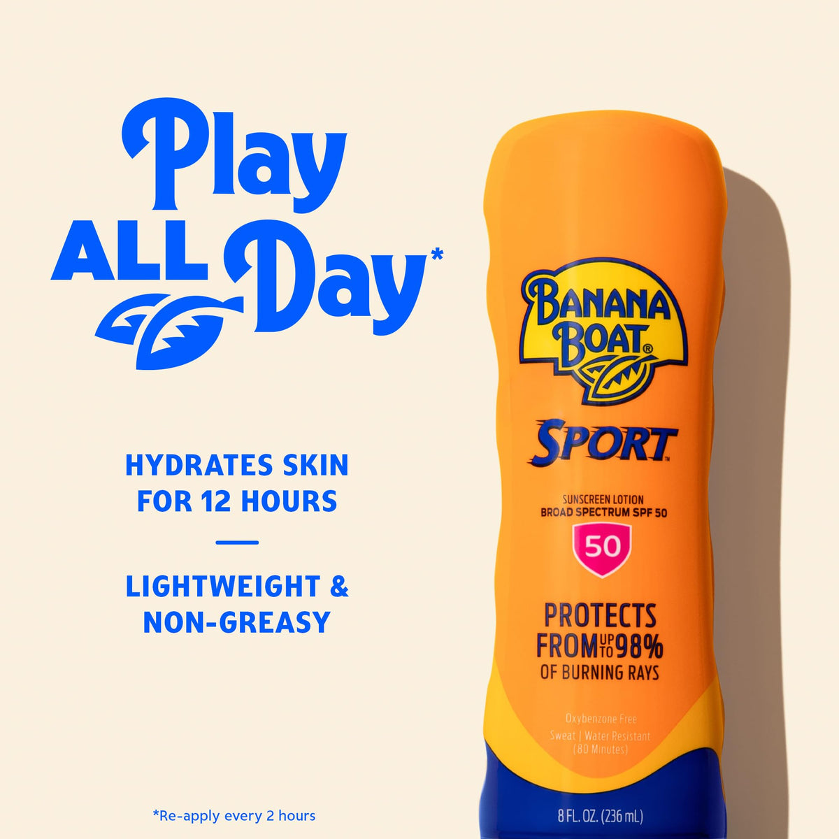 Banana Boat Sport SPF 50 Sunscreen Lotion being applied on skin