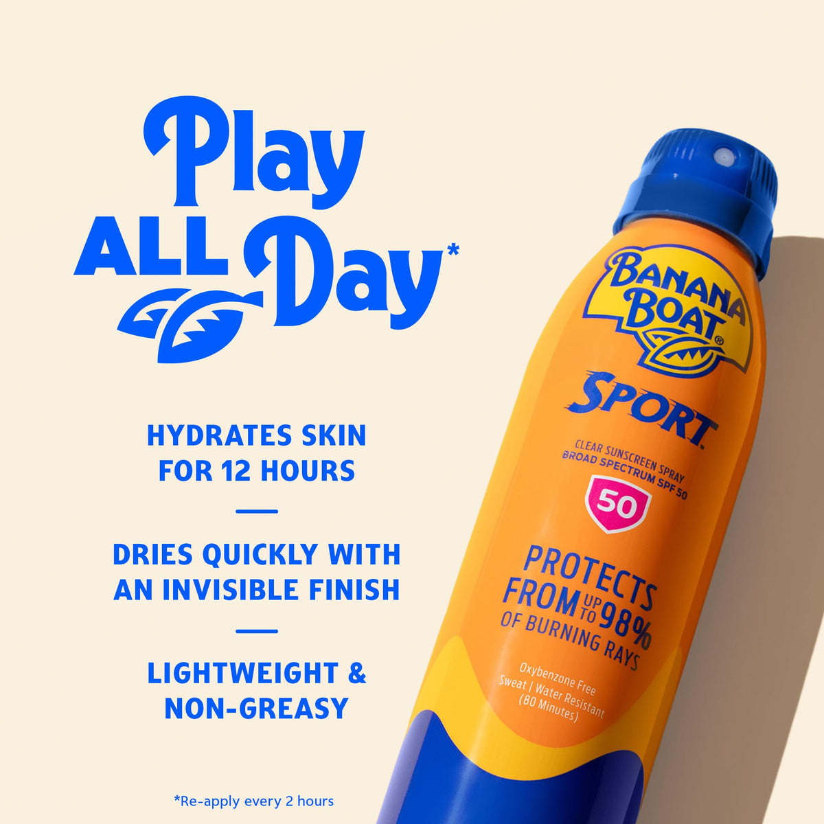 Banana Boat Sport SPF 50 Sunscreen Spray in outdoor setting