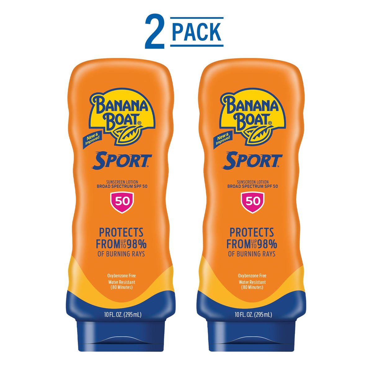 Banana Boat Sport Sunscreen Lotion SPF 50 side view showing packaging