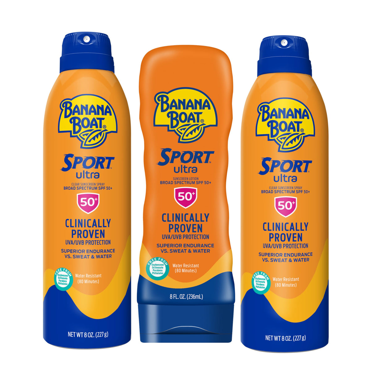 Banana Boat Sport Sunscreen SPF 50 Triple Pack front view