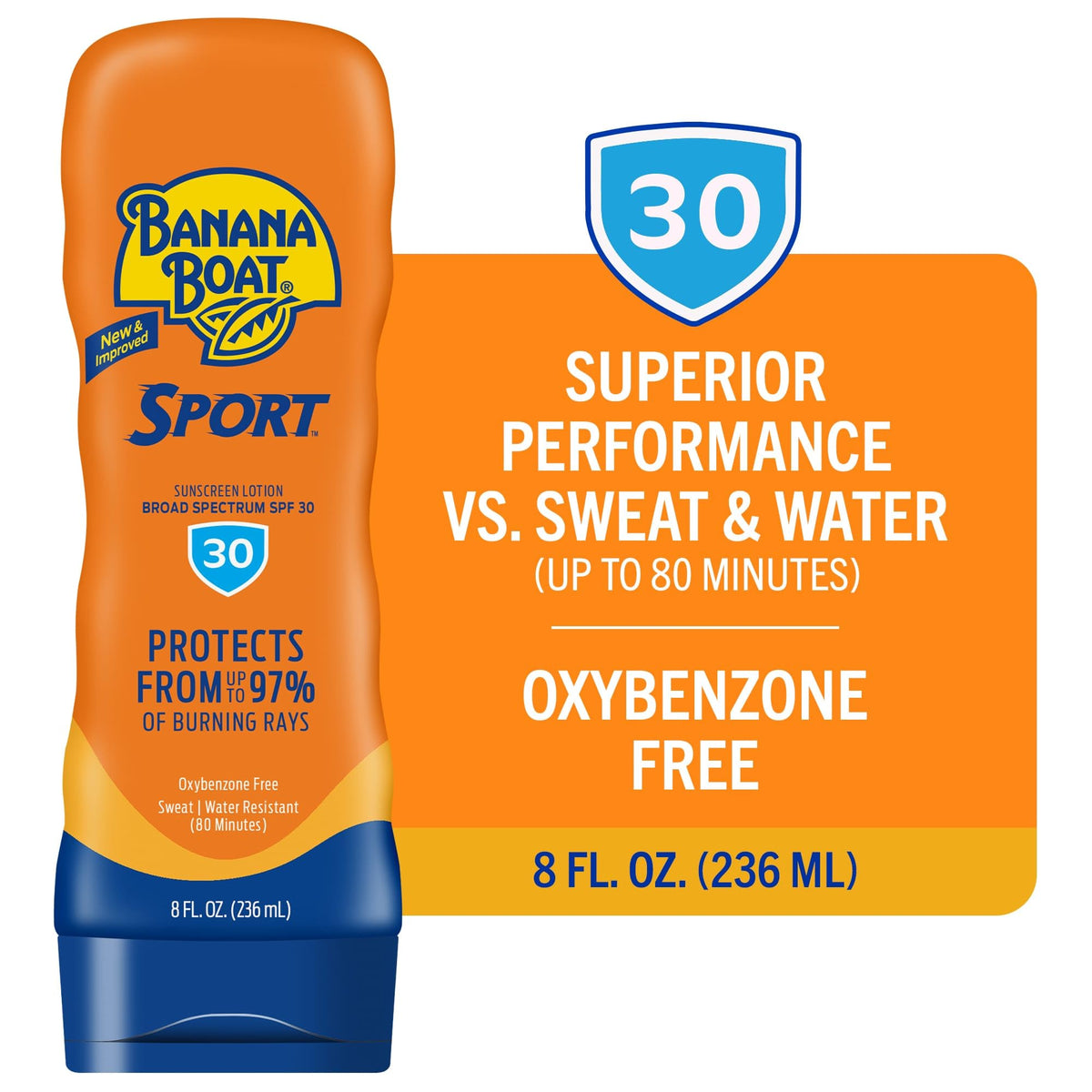 Banana Boat Sport Ultra Lotion Sunscreen SPF 30 bottle side view