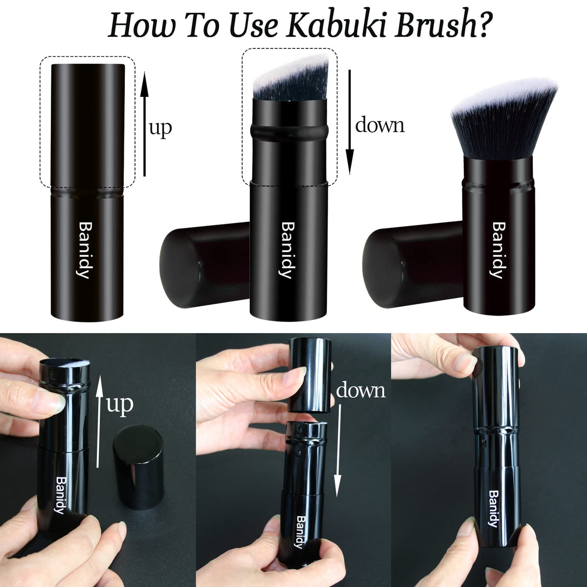 Banidy Kabuki Brush in a travel bag