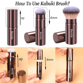 Banidy Kabuki Brush in a travel bag for convenience