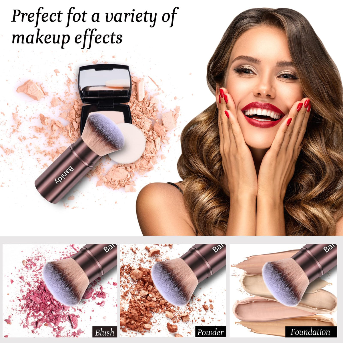 Banidy Kabuki Brush side view demonstrating portability