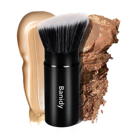 Banidy Retractable Kabuki Brush front view with aluminium body