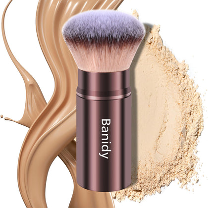 Banidy Retractable Kabuki Brush front view with aluminium tube